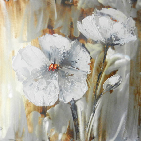 HA074 Wall décor art oil on canvas floral white tones